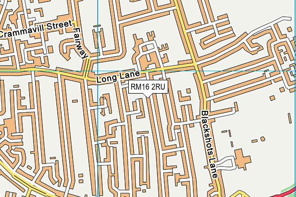 RM16 2RU map - OS VectorMap District (Ordnance Survey)