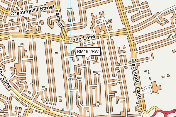 RM16 2RW map - OS VectorMap District (Ordnance Survey)
