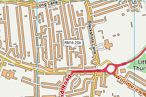 RM16 2SA map - OS VectorMap District (Ordnance Survey)