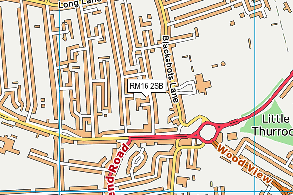 RM16 2SB map - OS VectorMap District (Ordnance Survey)