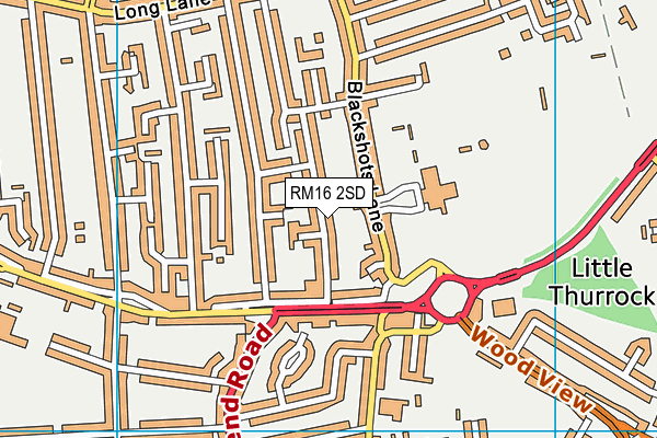 RM16 2SD map - OS VectorMap District (Ordnance Survey)