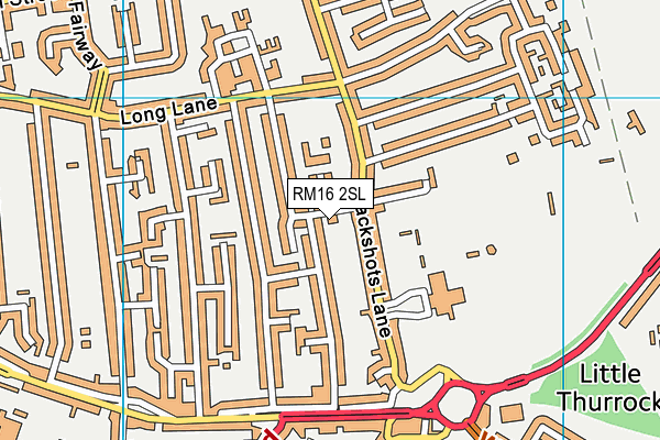 RM16 2SL map - OS VectorMap District (Ordnance Survey)
