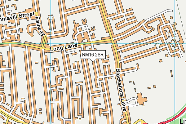 RM16 2SR map - OS VectorMap District (Ordnance Survey)