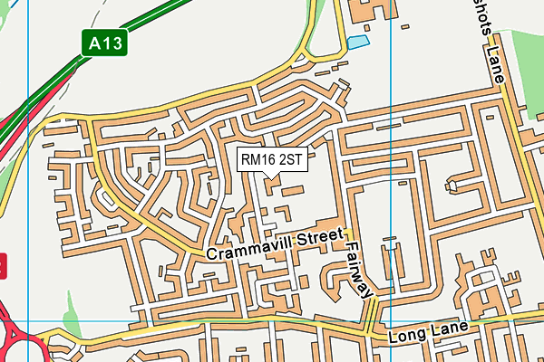 RM16 2ST map - OS VectorMap District (Ordnance Survey)