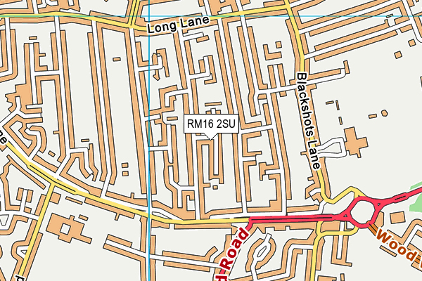 RM16 2SU map - OS VectorMap District (Ordnance Survey)