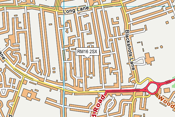 RM16 2SX map - OS VectorMap District (Ordnance Survey)