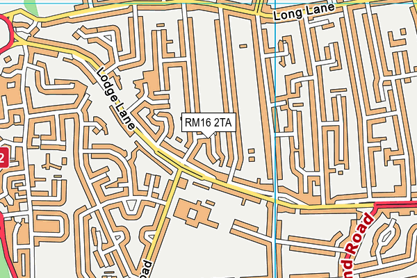 RM16 2TA map - OS VectorMap District (Ordnance Survey)