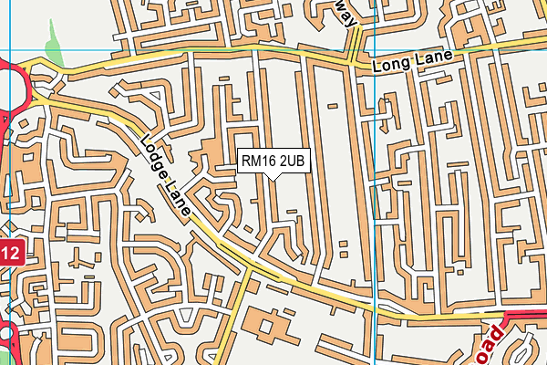 RM16 2UB map - OS VectorMap District (Ordnance Survey)