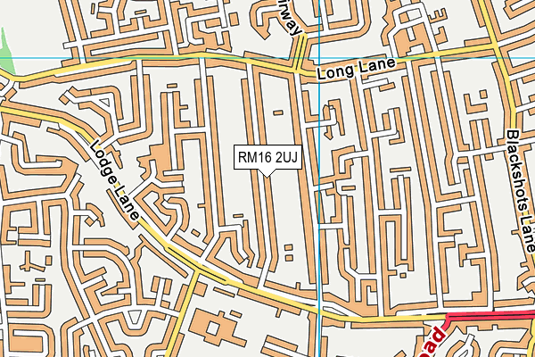 RM16 2UJ map - OS VectorMap District (Ordnance Survey)