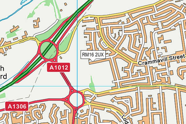 RM16 2UX map - OS VectorMap District (Ordnance Survey)