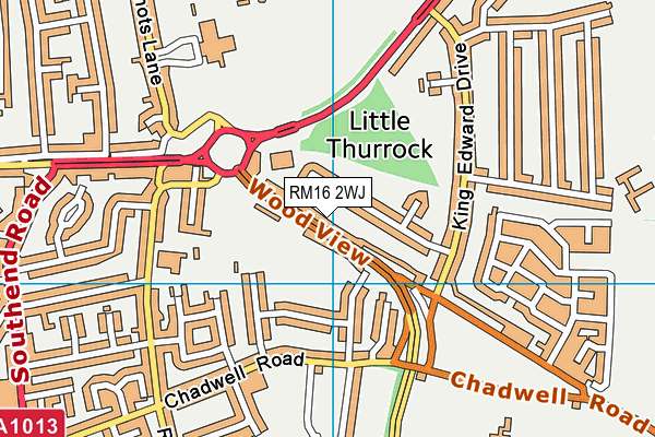 RM16 2WJ map - OS VectorMap District (Ordnance Survey)