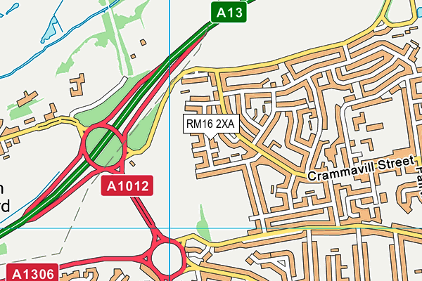 RM16 2XA map - OS VectorMap District (Ordnance Survey)