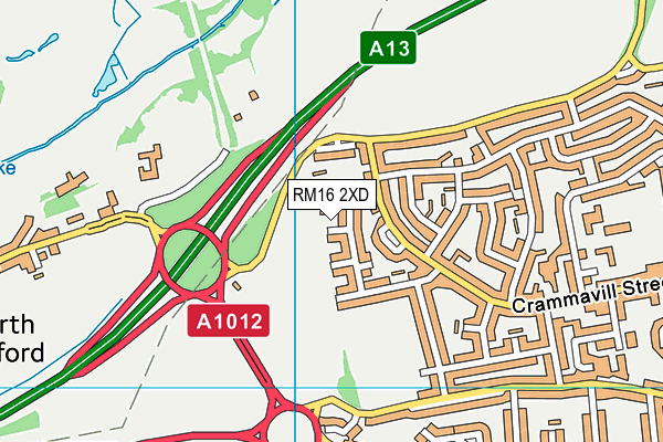 RM16 2XD map - OS VectorMap District (Ordnance Survey)