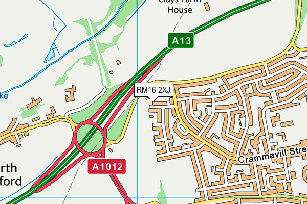 RM16 2XJ map - OS VectorMap District (Ordnance Survey)