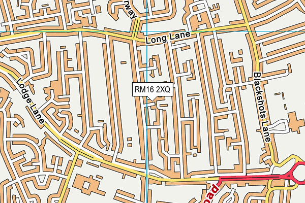 RM16 2XQ map - OS VectorMap District (Ordnance Survey)