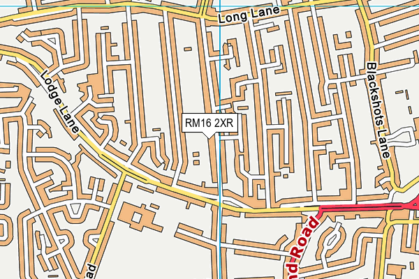 RM16 2XR map - OS VectorMap District (Ordnance Survey)