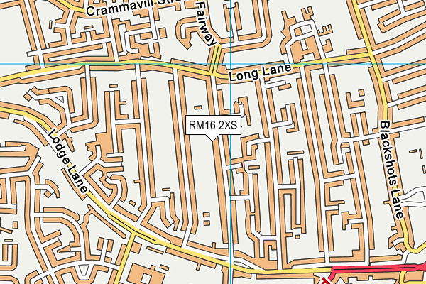 RM16 2XS map - OS VectorMap District (Ordnance Survey)