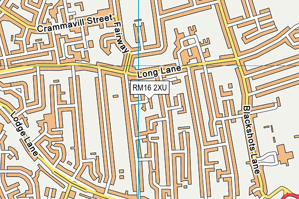 RM16 2XU map - OS VectorMap District (Ordnance Survey)