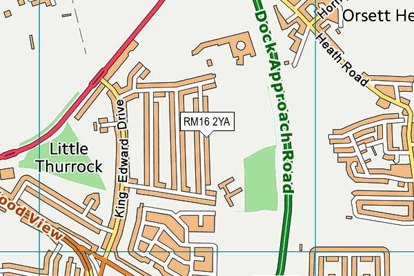 RM16 2YA map - OS VectorMap District (Ordnance Survey)