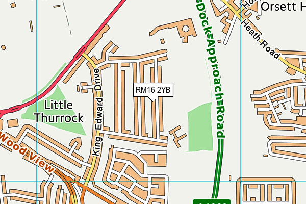 RM16 2YB map - OS VectorMap District (Ordnance Survey)
