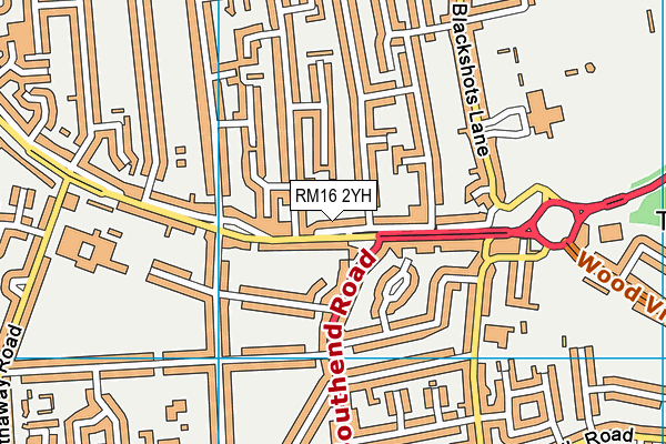 RM16 2YH map - OS VectorMap District (Ordnance Survey)