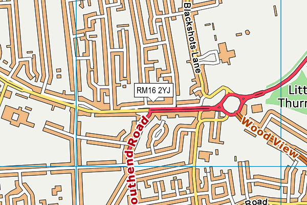 RM16 2YJ map - OS VectorMap District (Ordnance Survey)