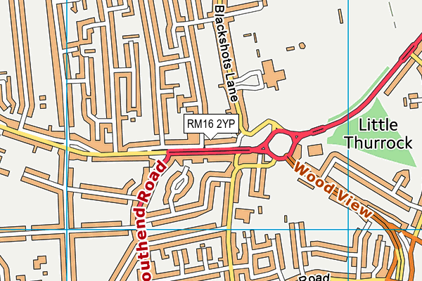 RM16 2YP map - OS VectorMap District (Ordnance Survey)