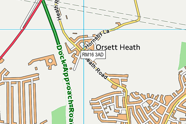 RM16 3AD map - OS VectorMap District (Ordnance Survey)