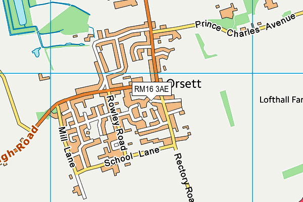 RM16 3AE map - OS VectorMap District (Ordnance Survey)