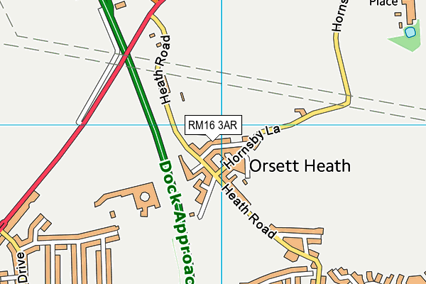 RM16 3AR map - OS VectorMap District (Ordnance Survey)