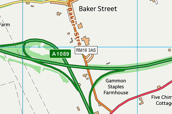 RM16 3AS map - OS VectorMap District (Ordnance Survey)