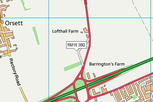 Lofthall map (RM16 3BD) - OS VectorMap District (Ordnance Survey)