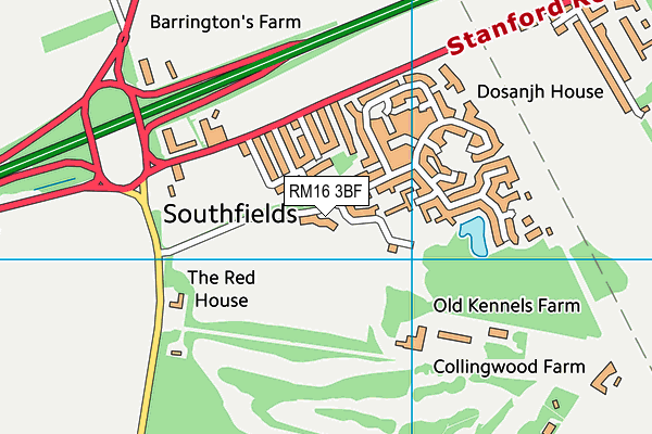 RM16 3BF map - OS VectorMap District (Ordnance Survey)