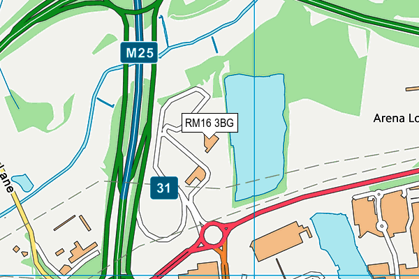 RM16 3BG map - OS VectorMap District (Ordnance Survey)
