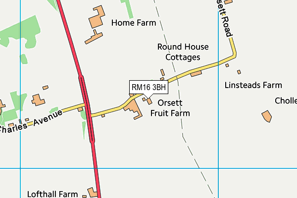 RM16 3BH map - OS VectorMap District (Ordnance Survey)