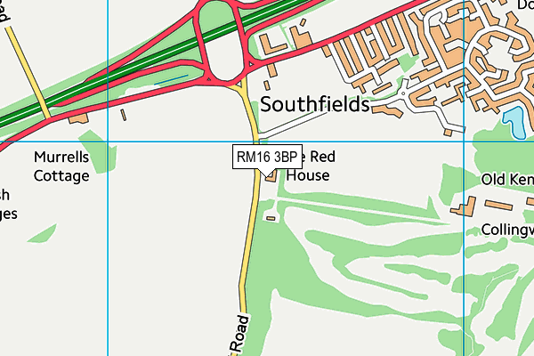 RM16 3BP map - OS VectorMap District (Ordnance Survey)