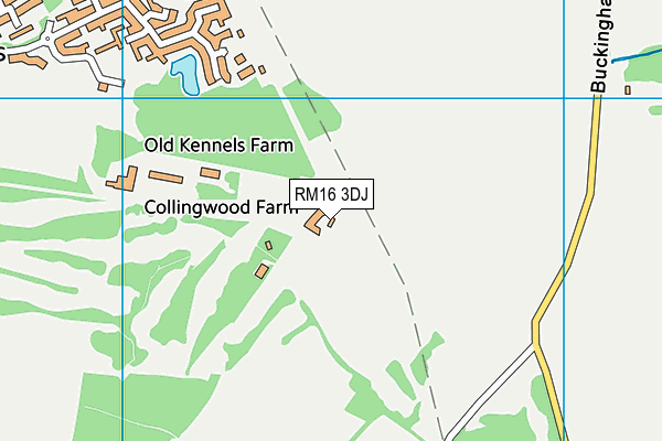 RM16 3DJ map - OS VectorMap District (Ordnance Survey)