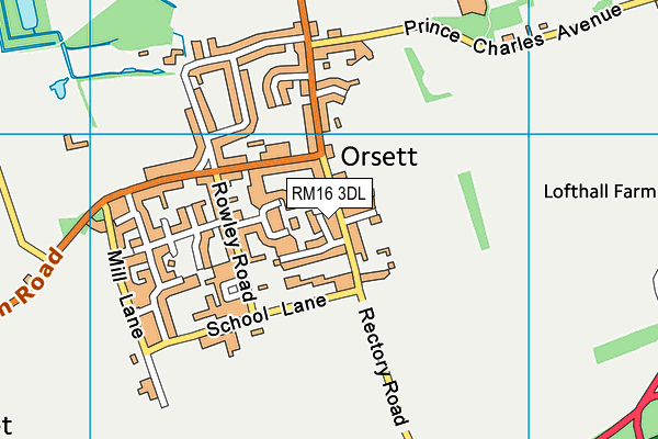 RM16 3DL map - OS VectorMap District (Ordnance Survey)