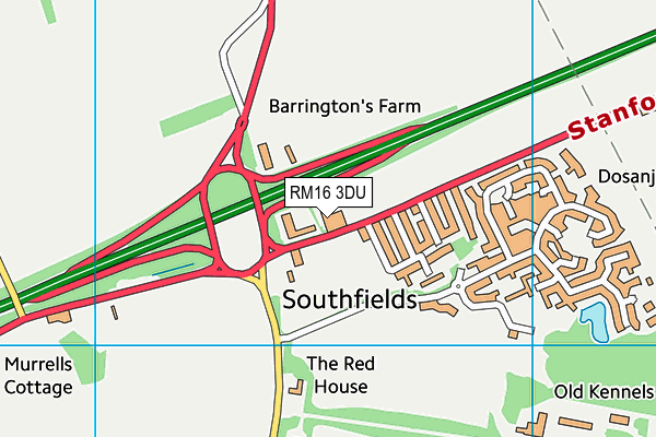 RM16 3DU map - OS VectorMap District (Ordnance Survey)