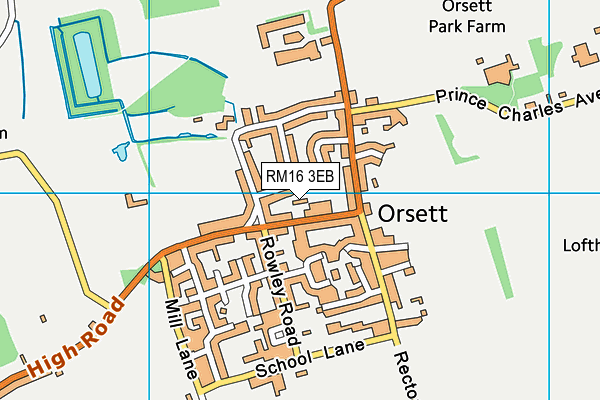 RM16 3EB map - OS VectorMap District (Ordnance Survey)