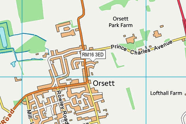 RM16 3ED map - OS VectorMap District (Ordnance Survey)