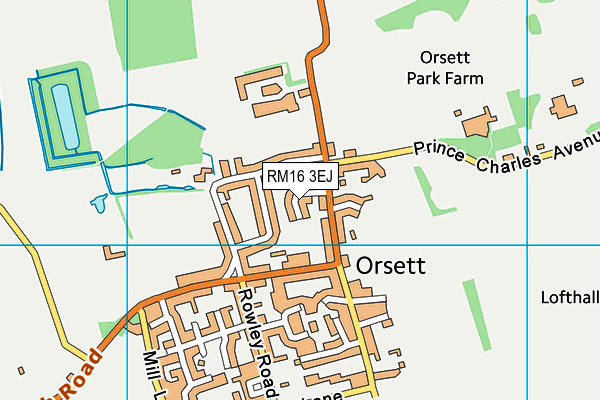 RM16 3EJ map - OS VectorMap District (Ordnance Survey)