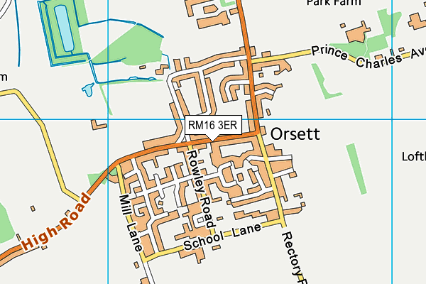 RM16 3ER map - OS VectorMap District (Ordnance Survey)