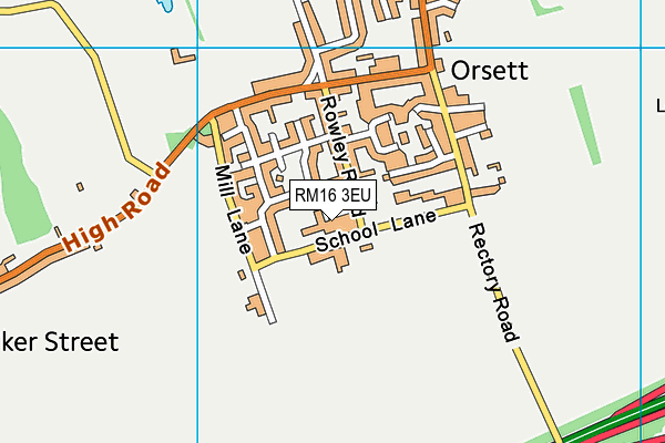 RM16 3EU map - OS VectorMap District (Ordnance Survey)