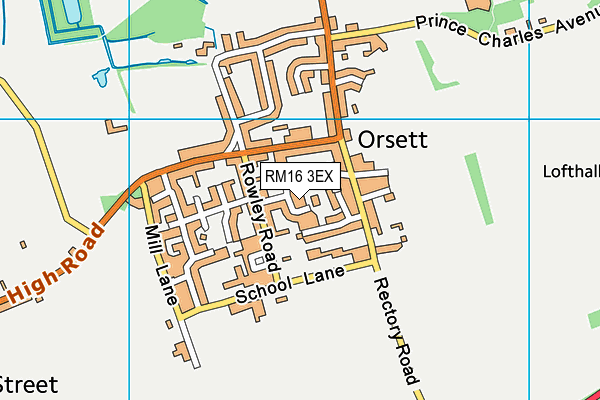 RM16 3EX map - OS VectorMap District (Ordnance Survey)