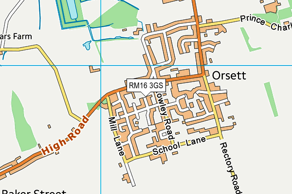 RM16 3GS map - OS VectorMap District (Ordnance Survey)