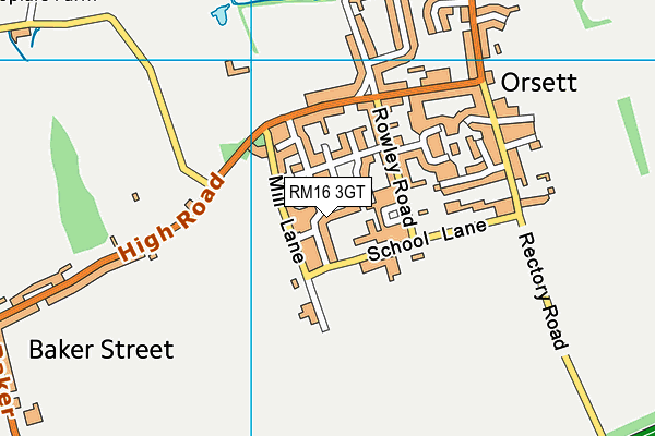 RM16 3GT map - OS VectorMap District (Ordnance Survey)