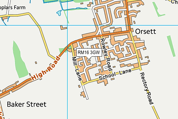 RM16 3GW map - OS VectorMap District (Ordnance Survey)