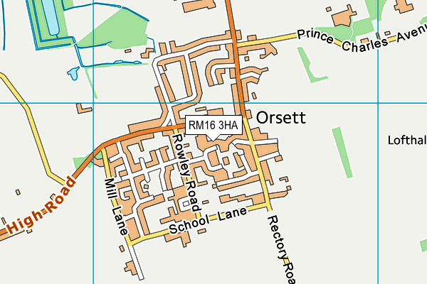 RM16 3HA map - OS VectorMap District (Ordnance Survey)