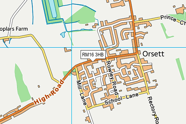 RM16 3HB map - OS VectorMap District (Ordnance Survey)
